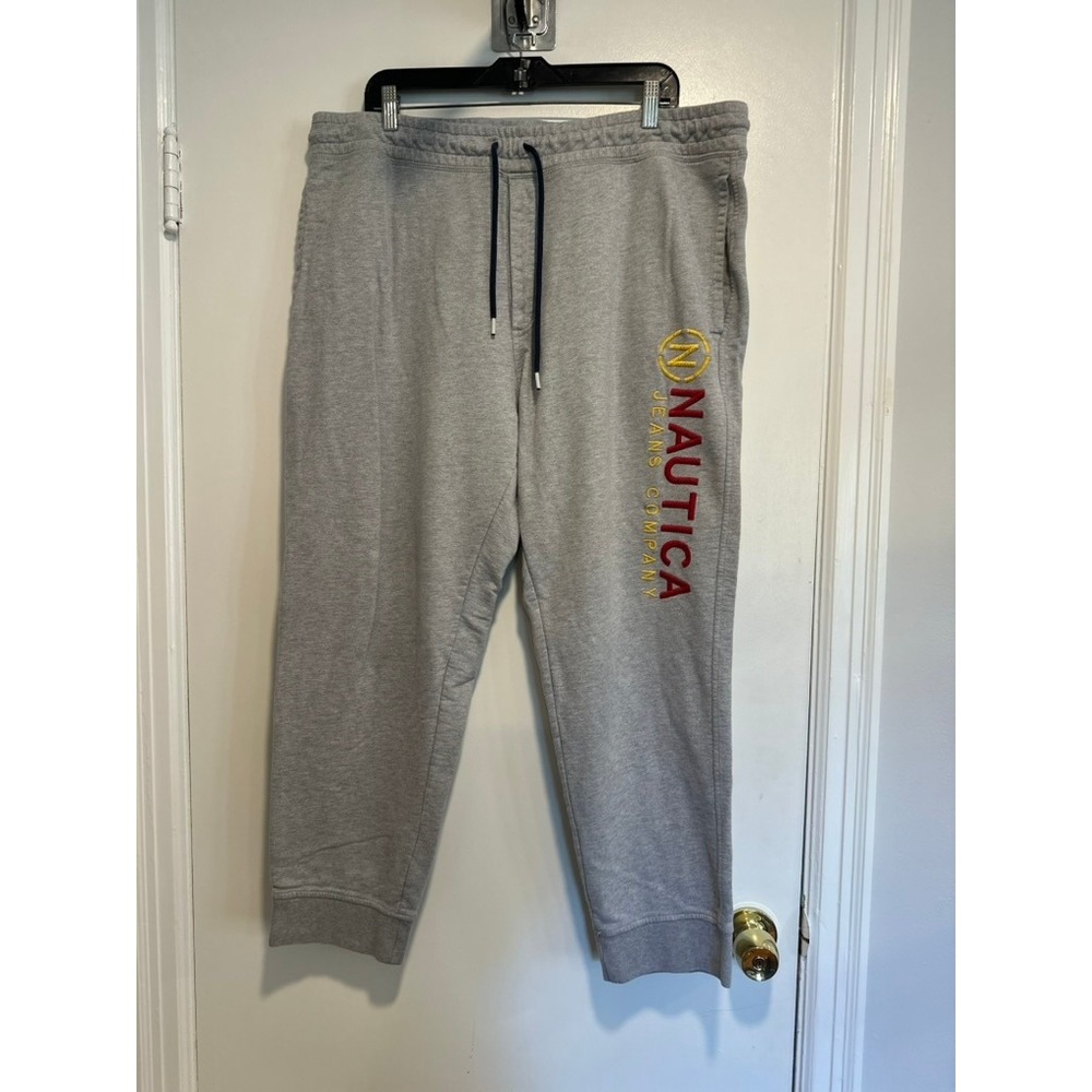 Nautica y2k style Spellout Sweatpants Streetwear Sz:XXL Gray Joggers Retro